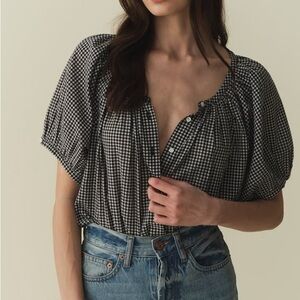 DÔEN June Top in Black and White Gingham